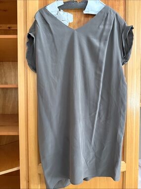 Cynthia Rowley Gray V-Neck Short Sleeve Mini Dress